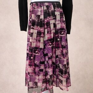 EUC Vintage Sassy Doll 1X A Line Zip Abstract brush stroke Purple lined Skirt